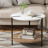 Darrahopens Furniture > Living Room Artiss Coffee Table Side Table Round White Cedric