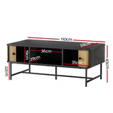 Darrahopens Furniture > Living Room Artiss Coffee Table Sliding Drawer Door Black Boris