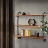 darrahopens Furniture > Living Room Artiss Display Wall Shelves Industrial DIY Pipe Shelf Brackets Rustic Bookshelf