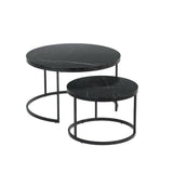 Darrahopens Furniture > Living Room Artiss Nesting Coffee Tables Set of 2 Marble-effect Top 80/60CM Black Metal Base