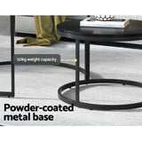 Darrahopens Furniture > Living Room Artiss Nesting Coffee Tables Set of 2 Marble-effect Top 80/60CM Black Metal Base