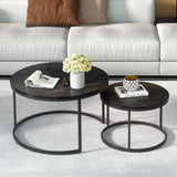 Darrahopens Furniture > Living Room Artiss Nesting Coffee Tables Set of 2 Marble-effect Top 80/60CM Black Metal Base