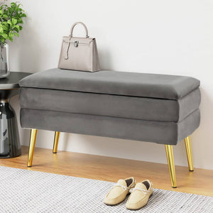 Darrahopens Furniture > Living Room Artiss Ottoman Storage Foot Stool Velvet Grey