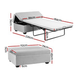 Darrahopens Furniture > Living Room Artiss Ottoman Storage Sofa Bed 112cm Foldable Grey