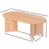 Darrahopens Furniture > Living Room Artiss Oval Coffee Table Particle Board Wooden Living Room Table 110CM