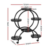 Darrahopens Furniture > Living Room Artiss Plant Stand 6 Tier Metal Flower Pot Rack Wheels