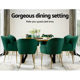 Darrahopens Furniture > Living Room Artiss  Set of 2 Kynsee Dining Chair Armchair Cafe Chair Upholstered Velvet Green