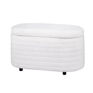 Darrahopens Furniture > Living Room Artiss Storage Ottoman Blanket Box 87cm Boucle Fabric Oval