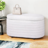 Darrahopens Furniture > Living Room Artiss Storage Ottoman Blanket Box 87cm Boucle Fabric Oval