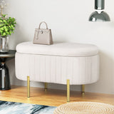 Darrahopens Furniture > Living Room Artiss Storage Ottoman Blanket Box 87cm Velvet Oval White