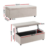 Darrahopens Furniture > Living Room Artiss Storage Ottoman Blanket Box Table 97cm Velvet Taupe