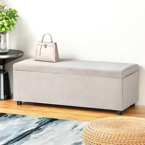 Darrahopens Furniture > Living Room Artiss Storage Ottoman Blanket Box Table 97cm Velvet Taupe