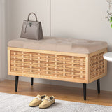 Darrahopens Furniture > Living Room Artiss Storage Ottoman Weaved Velvet Blanket Box Chest Foot Stool Pine and Grey