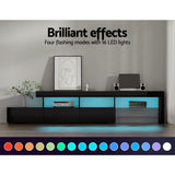 Darrahopens Furniture > Living Room Artiss TV Cabinet Entertainment Unit Stand RGB LED Gloss Furniture 215cm Black