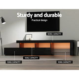 Darrahopens Furniture > Living Room Artiss TV Cabinet Entertainment Unit Stand RGB LED Gloss Furniture 215cm Black