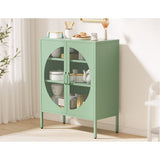 Darrahopens Furniture > Living Room ArtissIn Buffet Sideboard Metal Locker Display Cabinet Storage Shelves Green