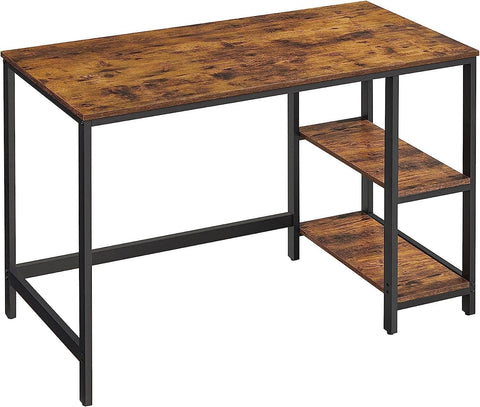 Darrahopens Furniture > Living Room Computer Desk 2 Shelves Rustic, Brown Black