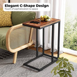 Darrahopens Furniture > Living Room EKKIO C-Shaped End Table with Anti Slip Base (Walnut)