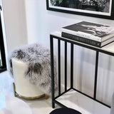 Darrahopens Furniture > Living Room Interior Ave - Apollo Velvet Ottoman - White