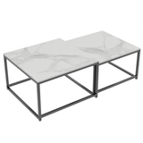 Darrahopens Furniture > Living Room Interior Ave - Ciest Square Nested Coffee Table Set - White Marble Stone