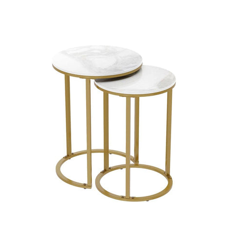 Darrahopens Furniture > Living Room Interior Ave - Deva Gold Nested Side Table Set