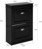 Darrahopens Furniture > Living Room Shoe Cabinet 2 Drawers Storage Cupboard Black