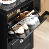 Darrahopens Furniture > Living Room Shoe Cabinet 2 Drawers Storage Cupboard Black