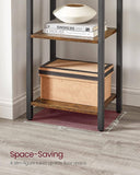 Darrahopens Furniture > Living Room Small 6-Tier Industrial Bookshelf, Rustic Brown, Black