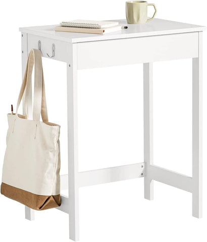 Darrahopens Furniture > Living Room Small White Desk with Drawer Hooks