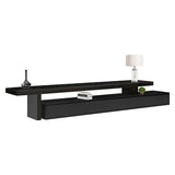 darrahopens Furniture > Living Room TV Cabinet with 3 Storage Drawers Extendable With Glossy MDF Entertainment Unit in Black Color