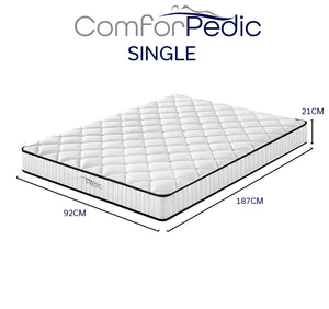 darrahopens Furniture > Mattresses Comforpedic Mattress 5 Zone Medium Support Foam Bonnell Spring 21CM - Single - White  Black