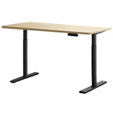 Darrahopens Furniture > Office Artiss Electric Standing Desk Height Adjustable Sit Stand Desks Black Oak 140cm