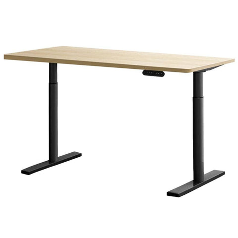 Darrahopens Furniture > Office Artiss Electric Standing Desk Height Adjustable Sit Stand Desks Black Oak 140cm