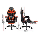 Darrahopens Furniture > Office Artiss Gaming Office Chair Executive Computer Leather Chairs Footrest Orange