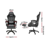 Darrahopens Furniture > Office Artiss Massage Gaming Office Chair 7 LED Computer Chairs Leather Footrest Black