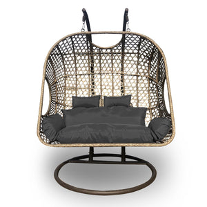 darrahopens Furniture > Outdoor Arcadia Furniture 2 Seater Rocking Egg Chair Outdoor Wicker Rattan Patio Garden - Brown and Grey