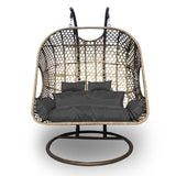 darrahopens Furniture > Outdoor Arcadia Furniture 2 Seater Rocking Egg Chair Outdoor Wicker Rattan Patio Garden - Brown and Grey