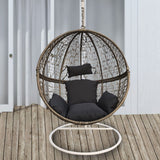 darrahopens Furniture > Outdoor Arcadia Furniture Rocking Egg Chair Outdoor Wicker Rattan Patio Garden Circular - Oatmeal and Grey