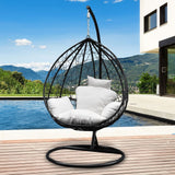 darrahopens Furniture > Outdoor Arcadia Furniture Rocking Egg Chair Outdoor Wicker Rattan Patio Garden Tear Drop - Black and Cream