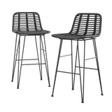 Darrahopens Furniture > Outdoor Gardeon 2 Piece Outdoor Bar Stools Wicker Dining Rattan Chair Black