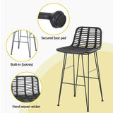 Darrahopens Furniture > Outdoor Gardeon 2 Piece Outdoor Bar Stools Wicker Dining Rattan Chair Black