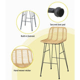 Darrahopens Furniture > Outdoor Gardeon 3 PCS Outdoor Bar Set Wicker Dining Bistro Patio Table Chairs Set Steel