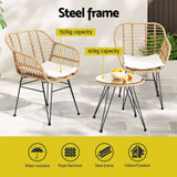 Darrahopens Furniture > Outdoor Gardeon 3PC Outdoor Furniture Bistro Set Lounge Setting Table Chairs Cushion Patio Grey