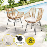 Darrahopens Furniture > Outdoor Gardeon 3PC Outdoor Furniture Bistro Set Lounge Setting Table Chairs Cushion Patio Grey