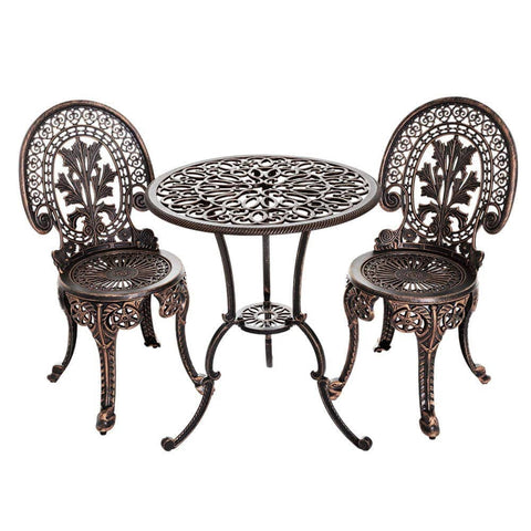 Darrahopens Furniture > Outdoor Gardeon 3PC Patio Furniture Outdoor Bistro Set Dining Chairs Aluminium Bronze