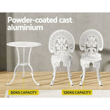 Darrahopens Furniture > Outdoor Gardeon 3PC Patio Furniture Outdoor Bistro Set Dining Chairs Aluminium White