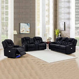 darrahopens Furniture > Sofas 3+2+1 Seater Electric Recliner Stylish Rhino Fabric Black Lounge Armchair with LED Features