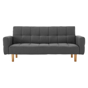 Darrahopens Furniture > Sofas Sarantino 3-Seater Fabric Sofa Bed Futon - Dark Grey