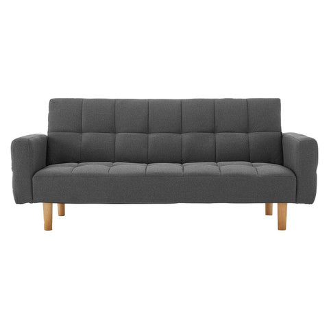 Darrahopens Furniture > Sofas Sarantino 3-Seater Fabric Sofa Bed Futon - Dark Grey