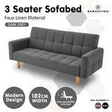 Darrahopens Furniture > Sofas Sarantino 3-Seater Fabric Sofa Bed Futon - Dark Grey